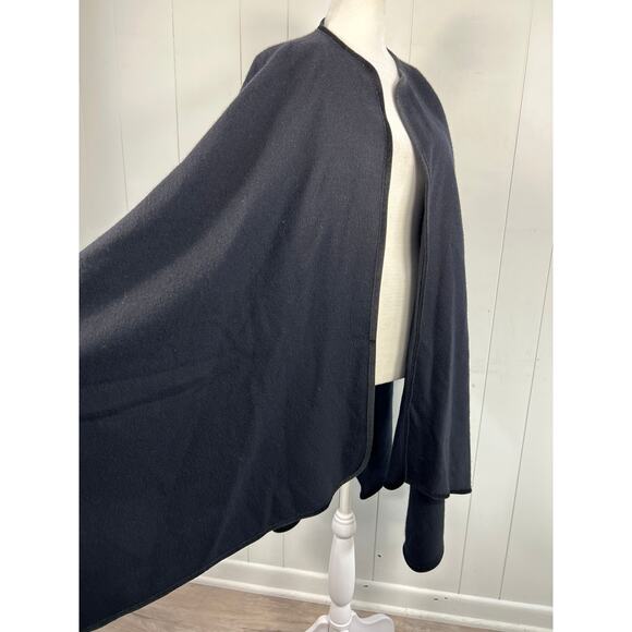 Nordstrom Vintage Women's 100% Cashmere Open Cape Cardigan In Black - Picture 2 of 5